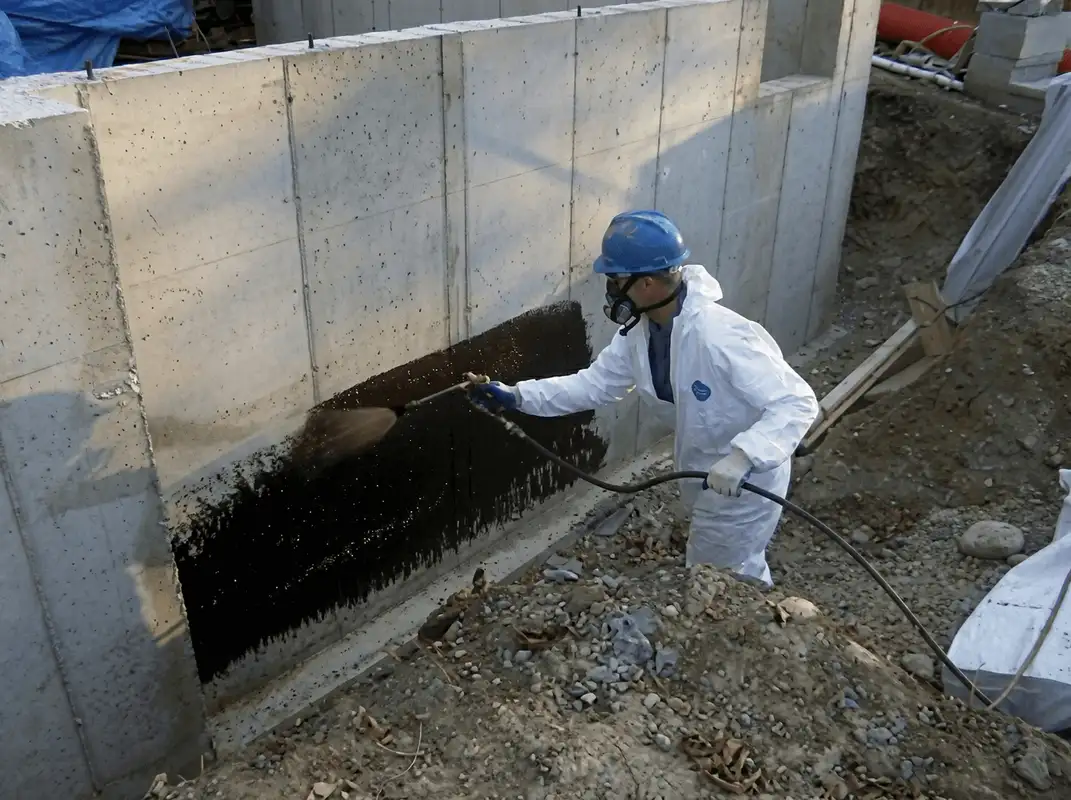 Professional waterproofing the exterior walls of the basement in Las Vegas, NV